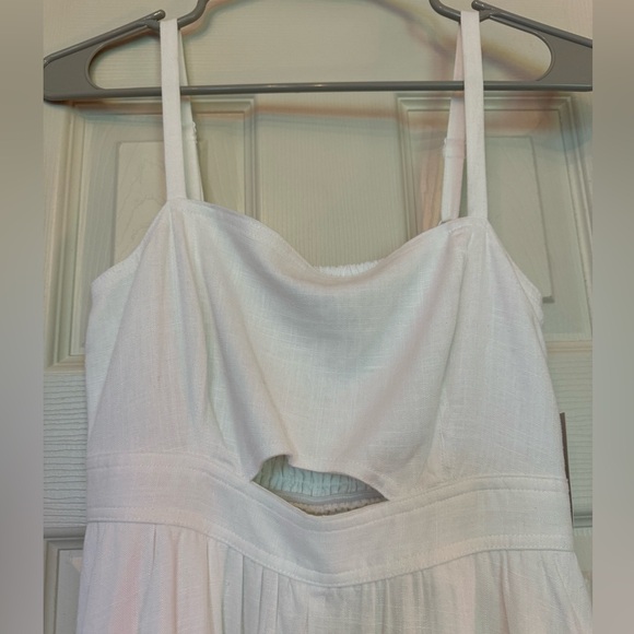 NWT NINE WEST White Linen Blend Cutout Midi Dress XS - Picture 7 of 11